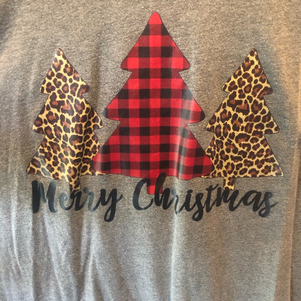 Leopard/Buffalo Plaid Christmas shirt